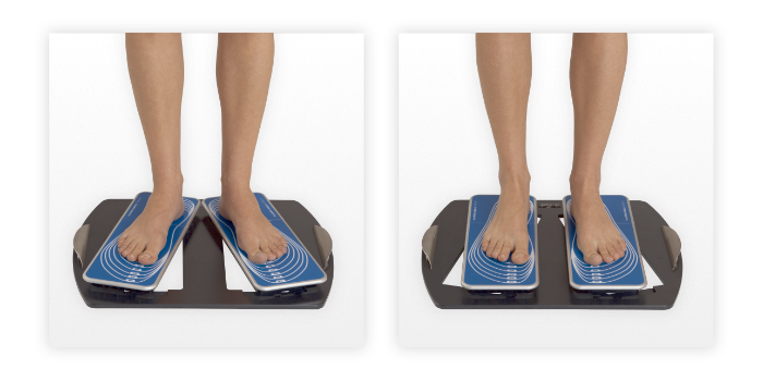 Pedana Stabilometrica Cyber Sabots - Posizionamento dei piedi sulla dima